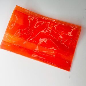 Sephora Transparent Clear MakeUp Toiletry Travel Wet Clutch Bag Orange New